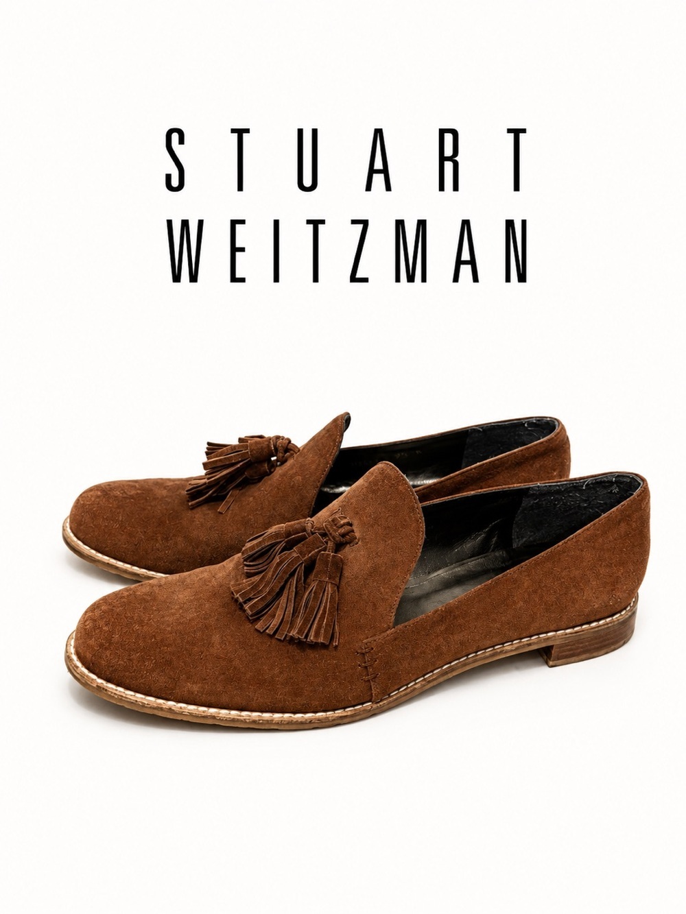 STUART WEITZMAN Brown Suede Tassel Loafers Size 9.5